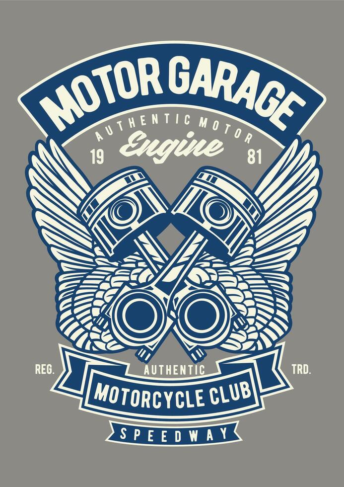 Vintage Motor Garage Retro T-Shirt Graphic Design Art vector