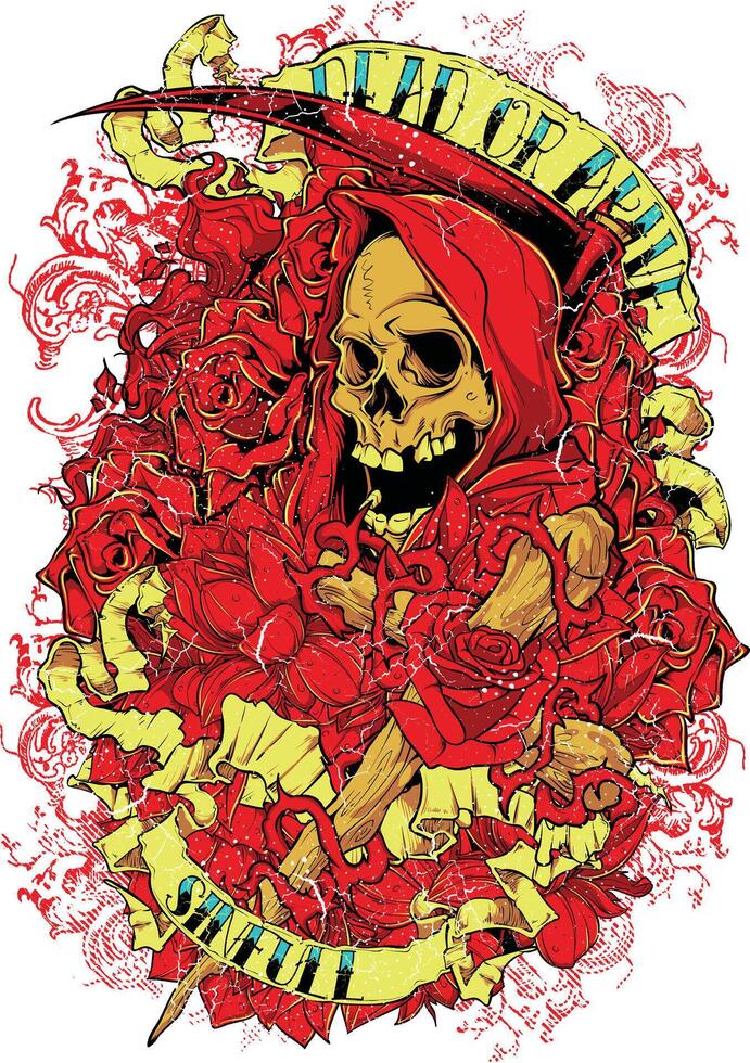 Sinful Skull Dark Art T-Shirt Graphic Edgy Illustration vector