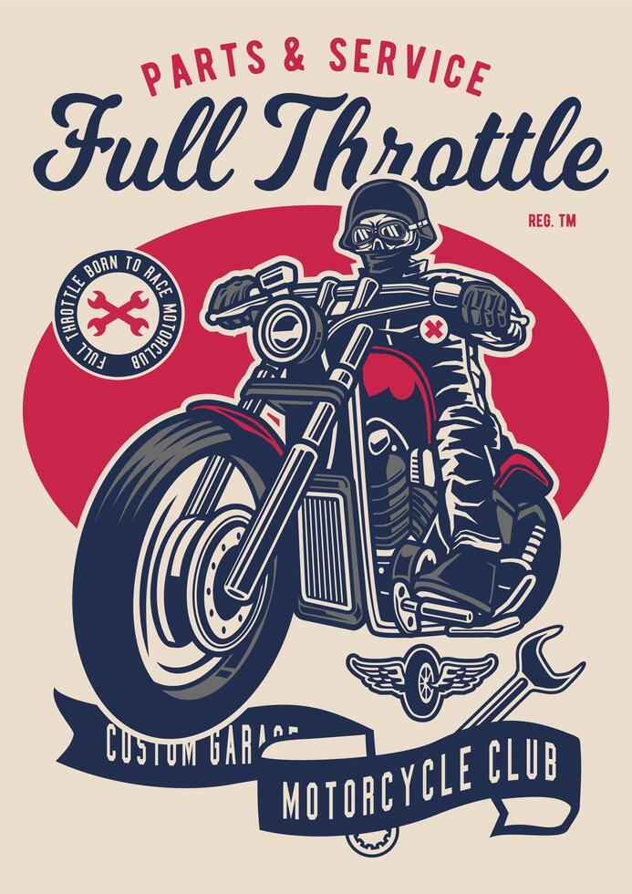 Retro Vintage Motorcycle Racing Graphic Tee Art Illustration vector