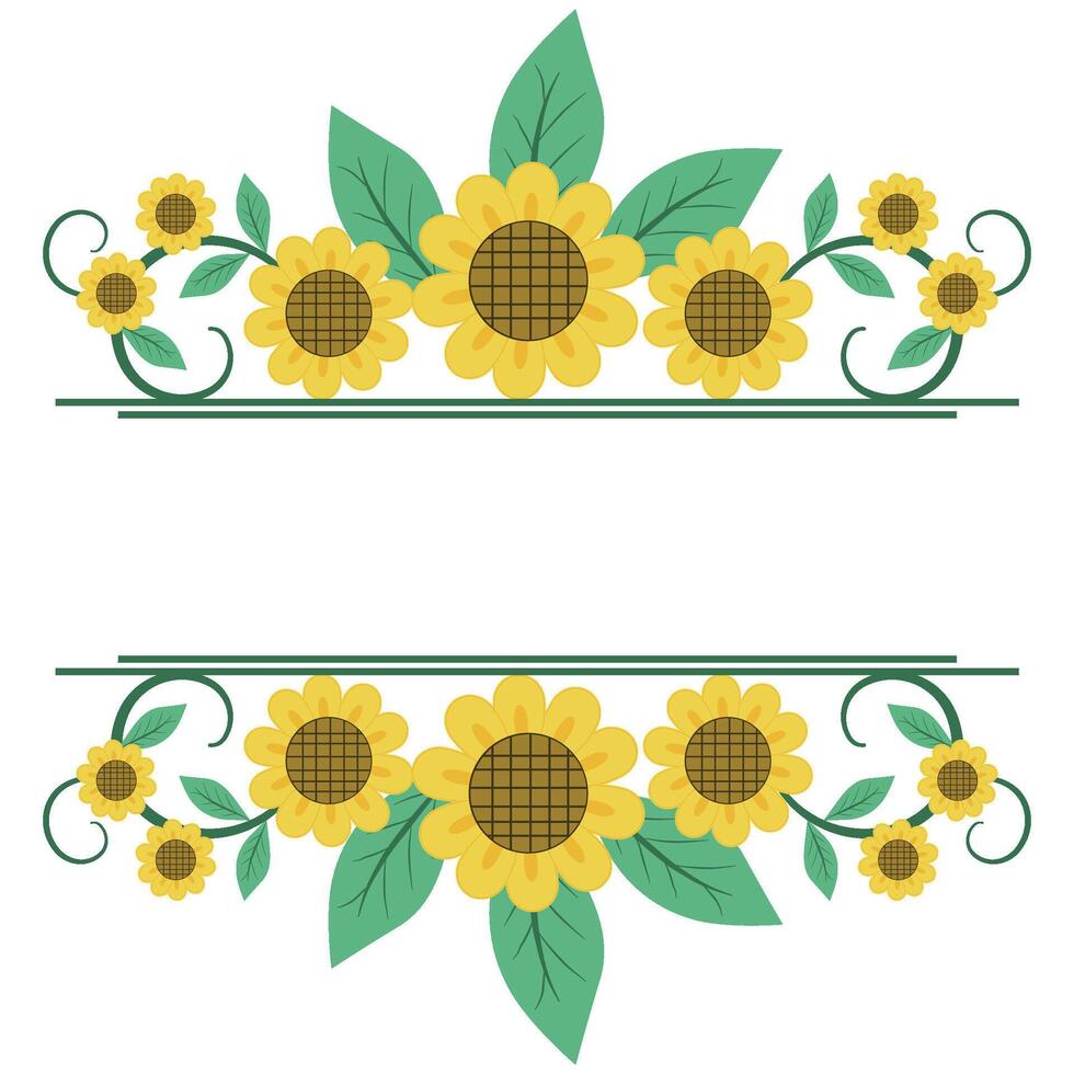 sunflowers frame and text box on transparent background vector