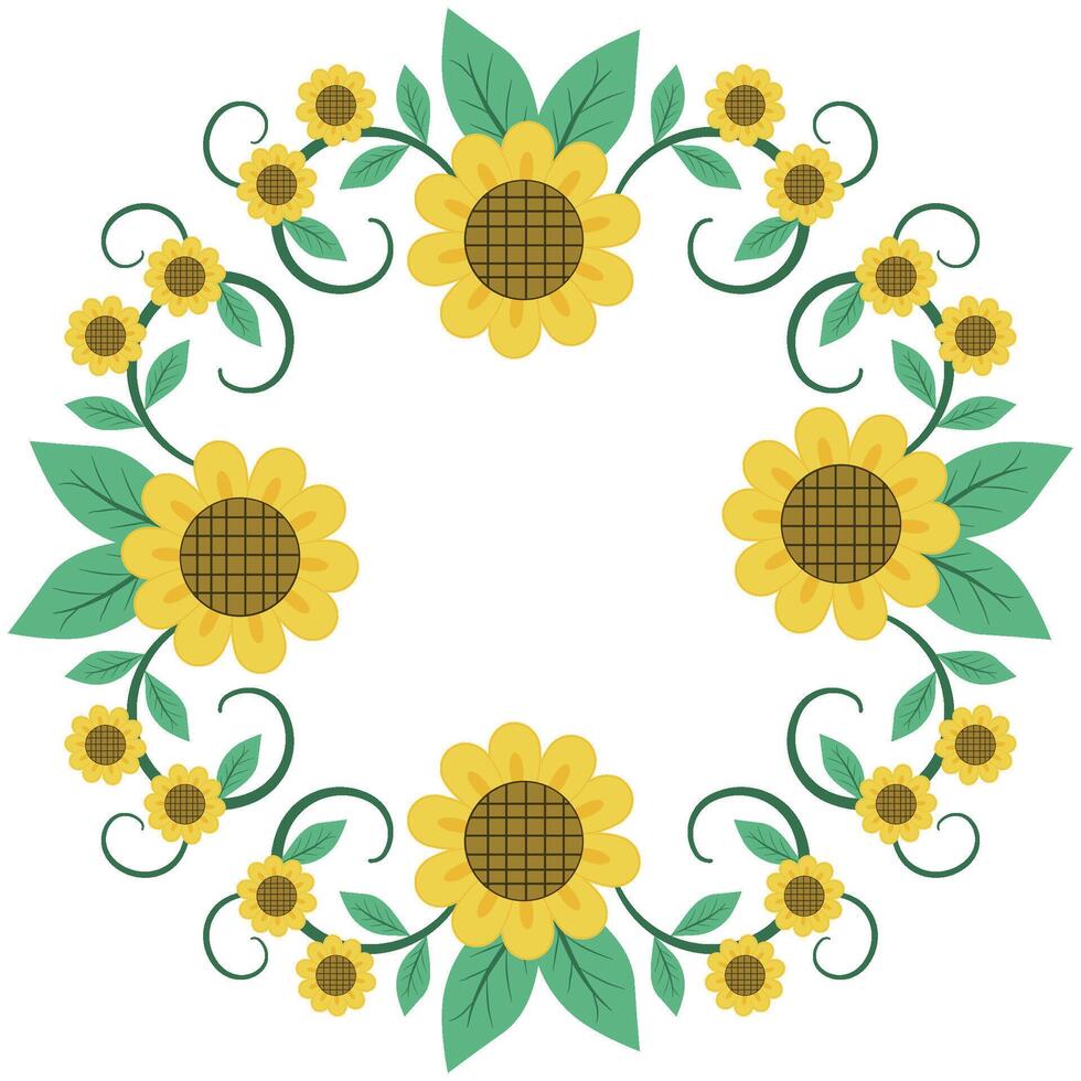round wreath ornament sunflower Abstract pattern on transparent background vector