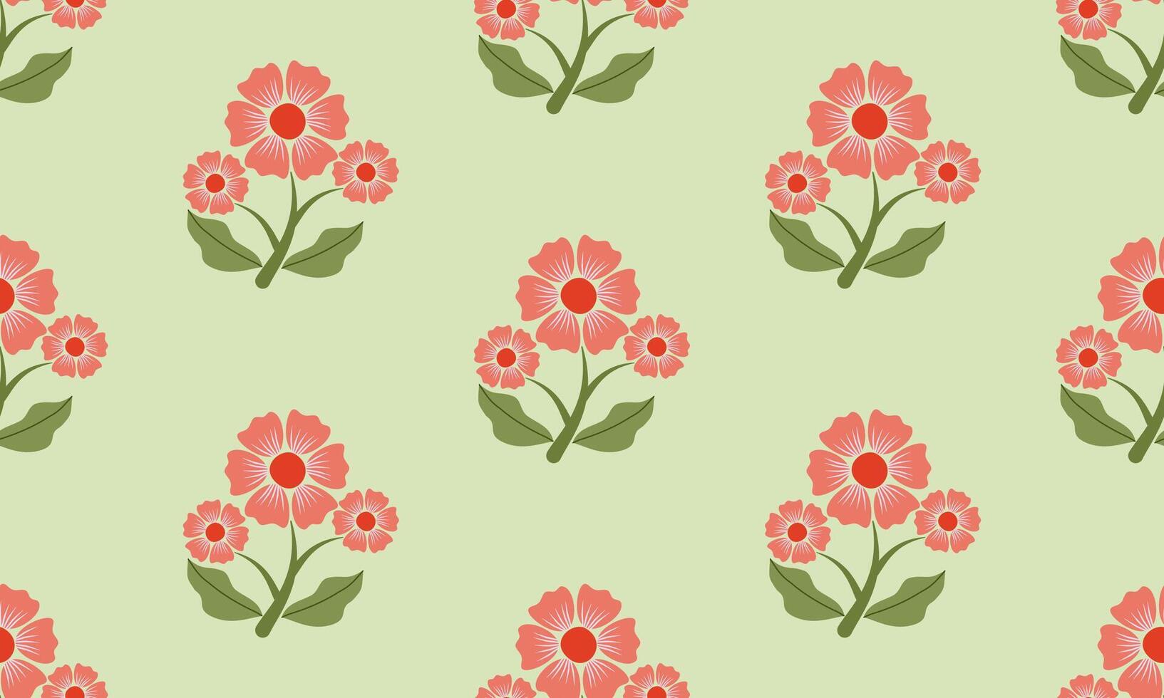 a pattern composed of red pastel flower with green background , design for fabric or various pattern printing works. vector