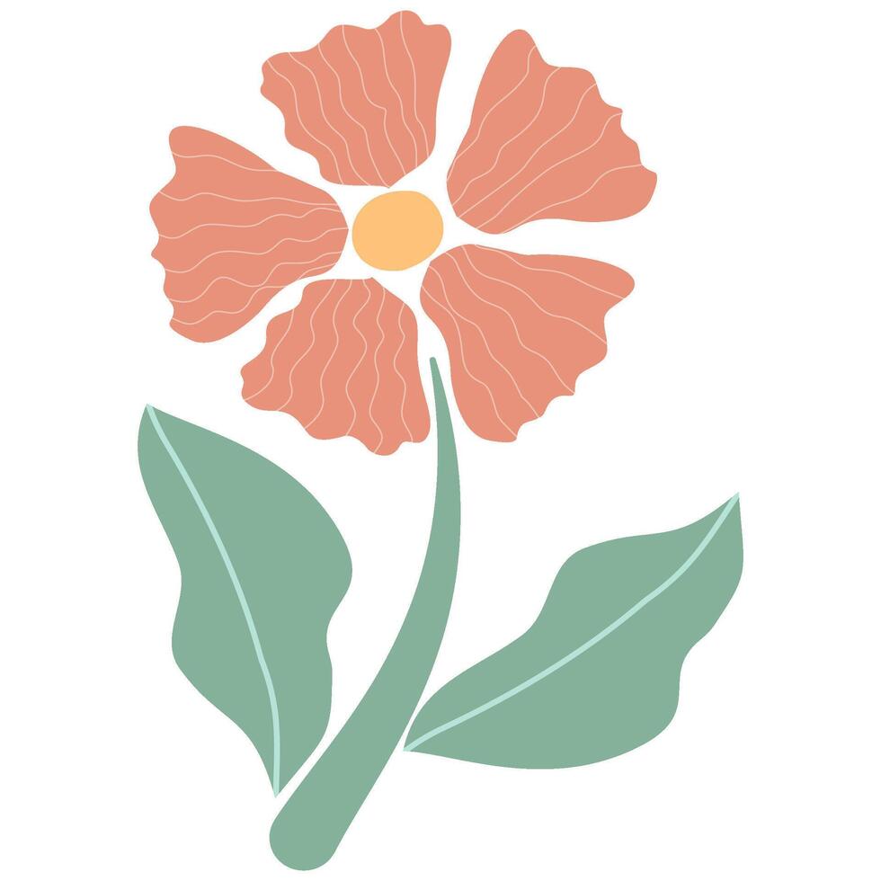 red pastel flowers elements for decoration on transparent background vector