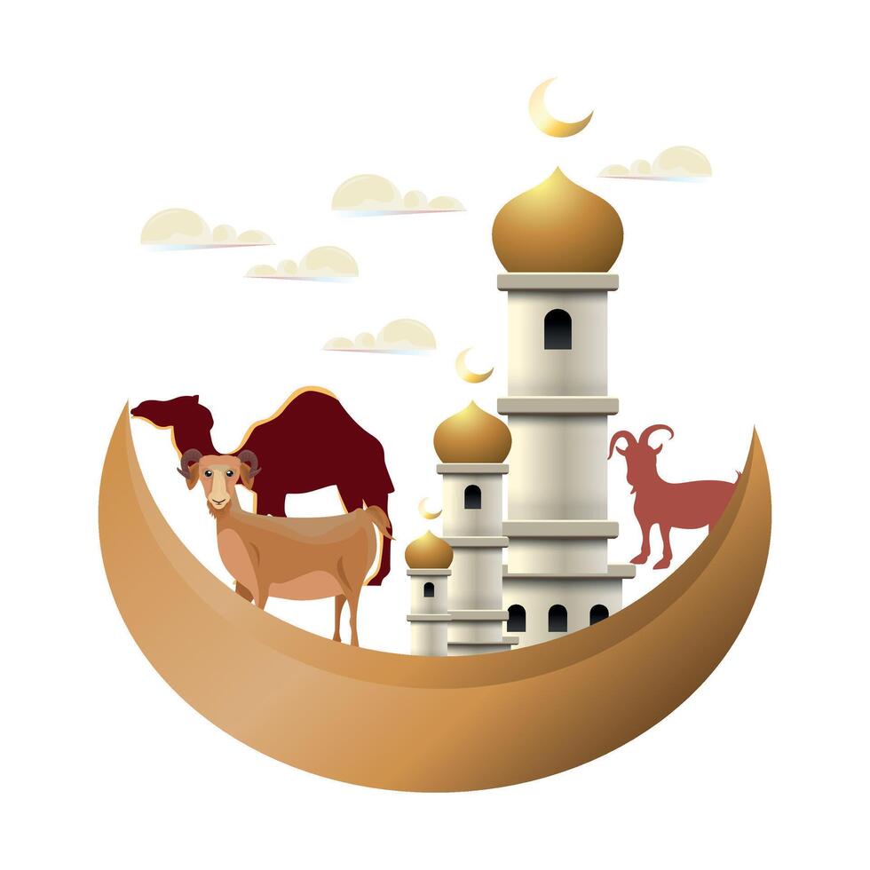 Sacred Mosque Dome and Crescent Combination for Festive Art vector