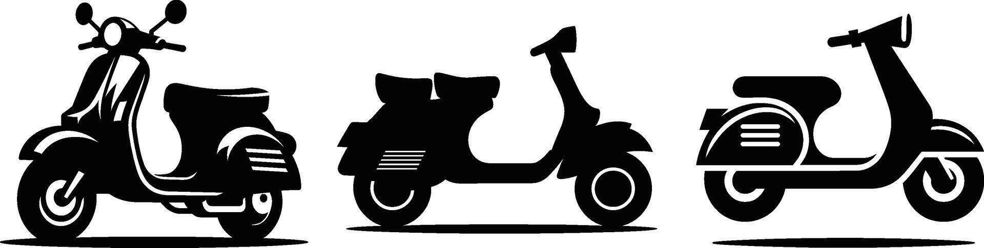 Three vintage scooter silhouettes classic design illustration vector