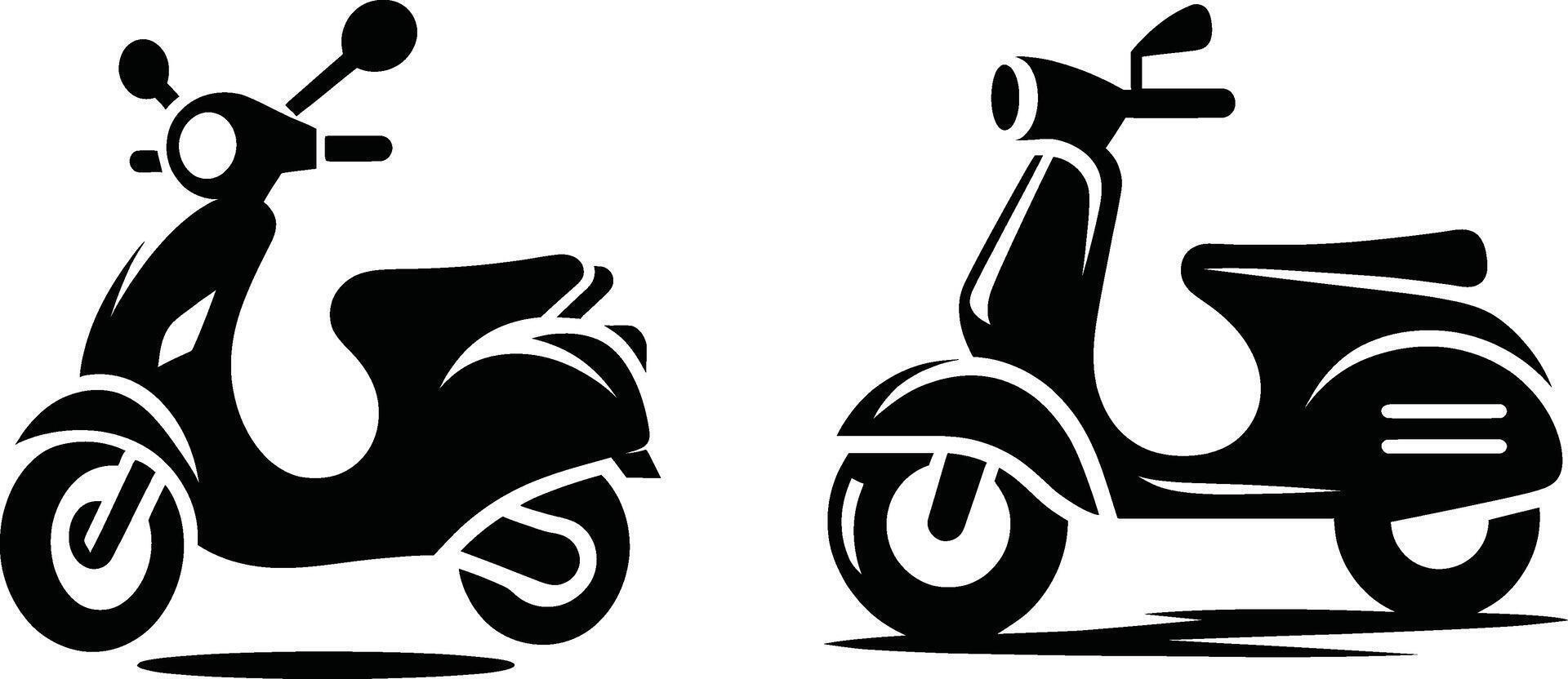 Two scooter silhouettes modern and classic designs vector