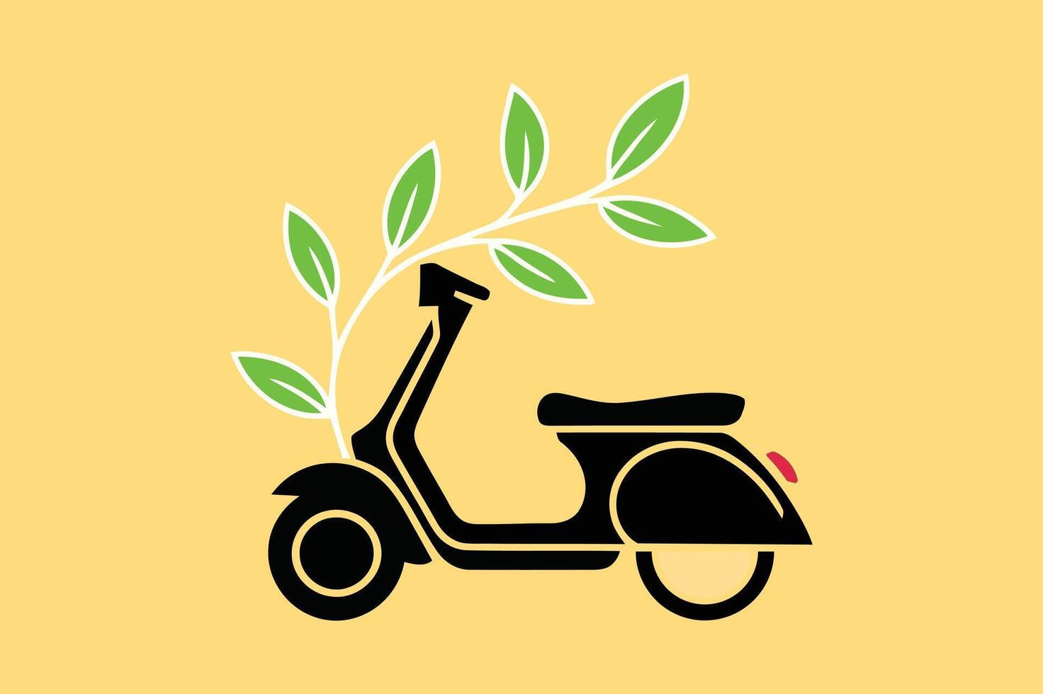 Eco friendly scooter silhouette with green leaves vector