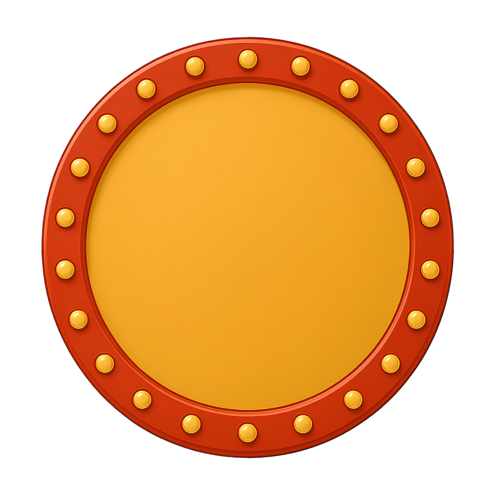 Cartoon Round Frame with Light Bulbs Isolated on Transparent Background png