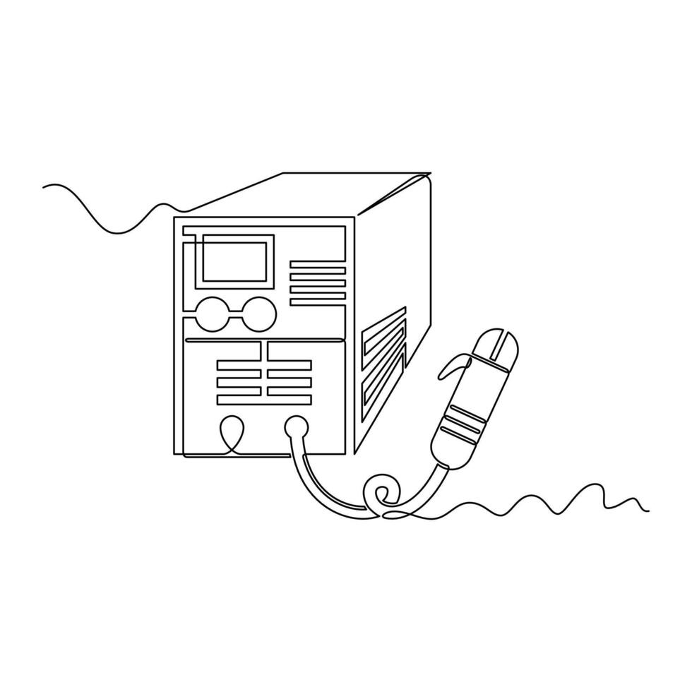 one line art Welding Machine illustration. line art, one continuous line, simple, hand drawn and sketch style. for icons, symbols, signs or logos vector