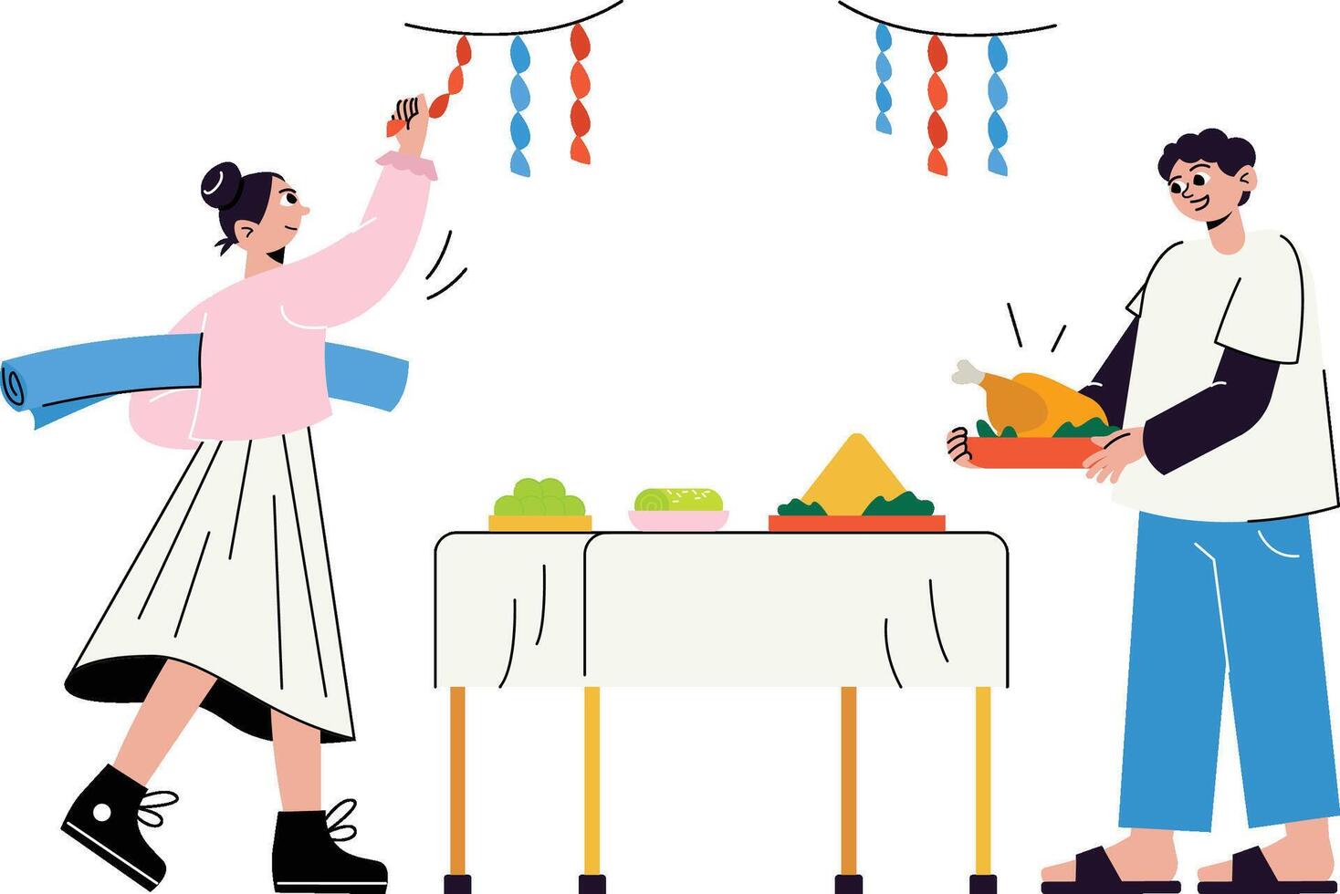 Sharing Traditional Birthday Meals Illustration for web, app, infographic, etc vector