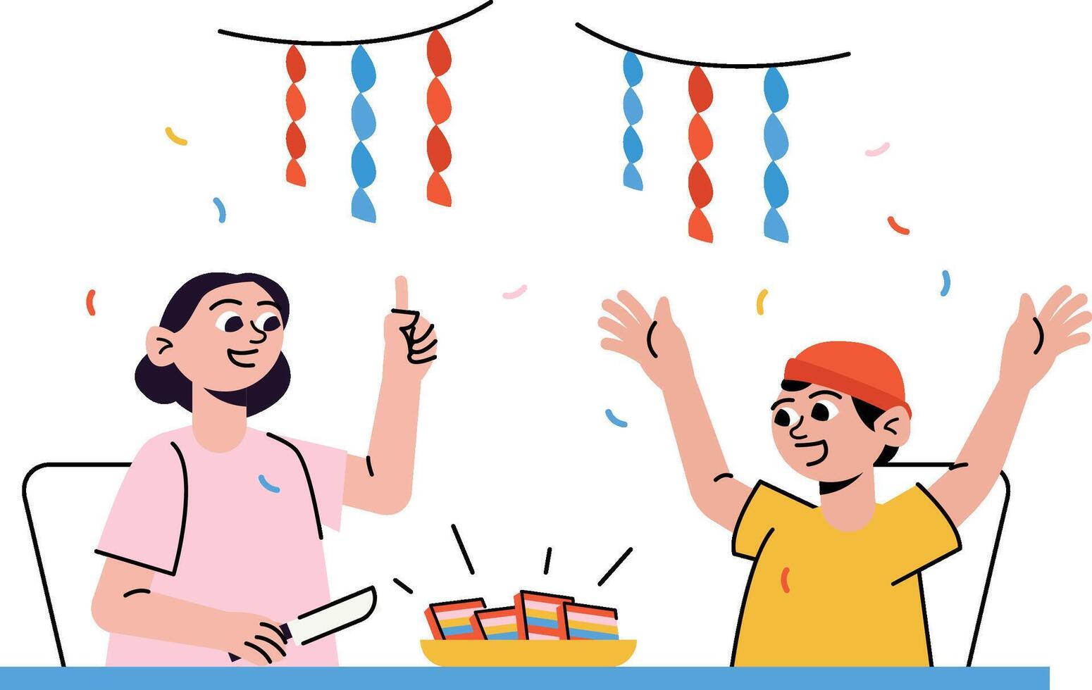 Birthday Cake Cutting Ceremony Illustration for web, app, infographic, etc vector