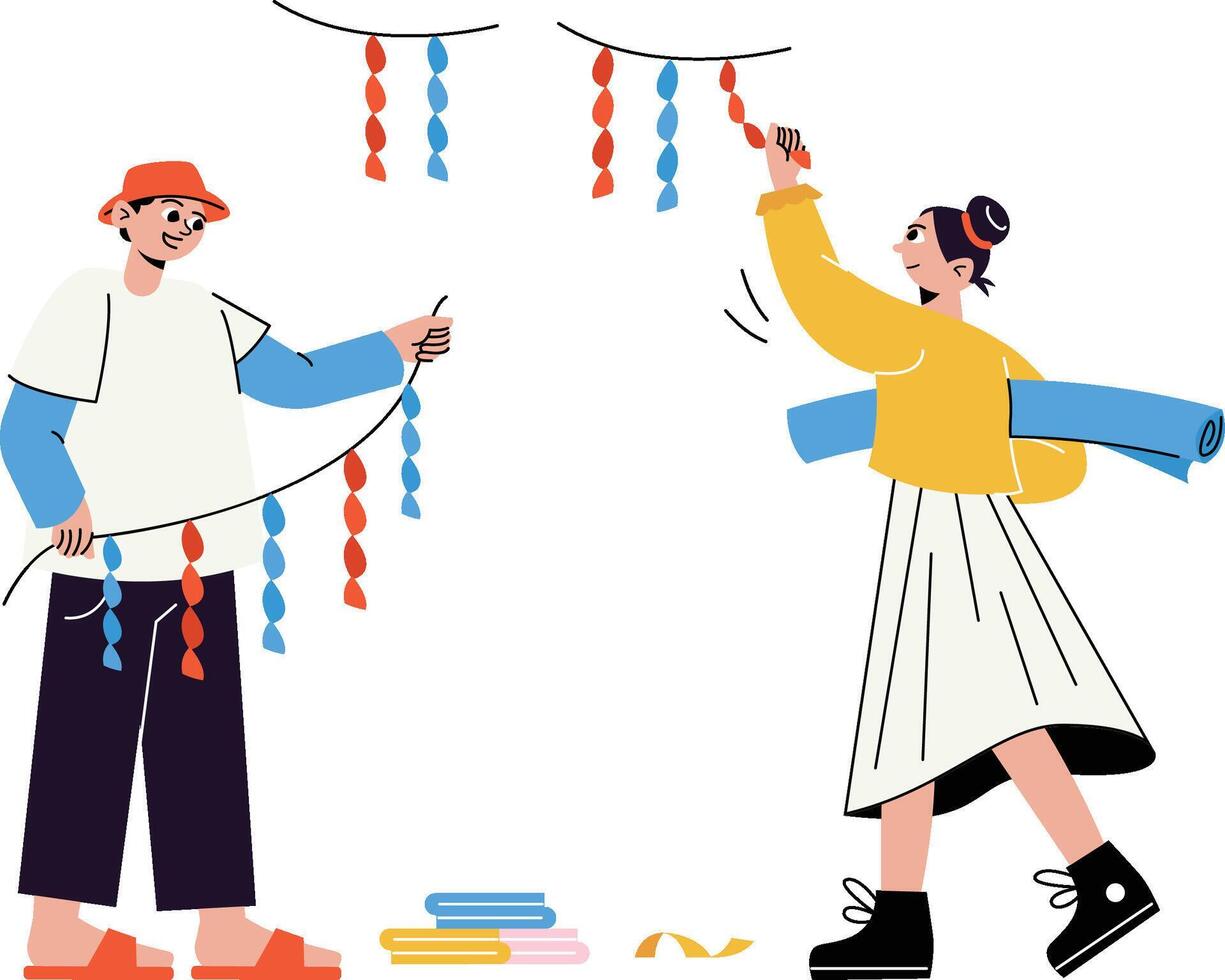 Hanging Cultural Party Decorations Illustration for web, app, infographic, etc vector