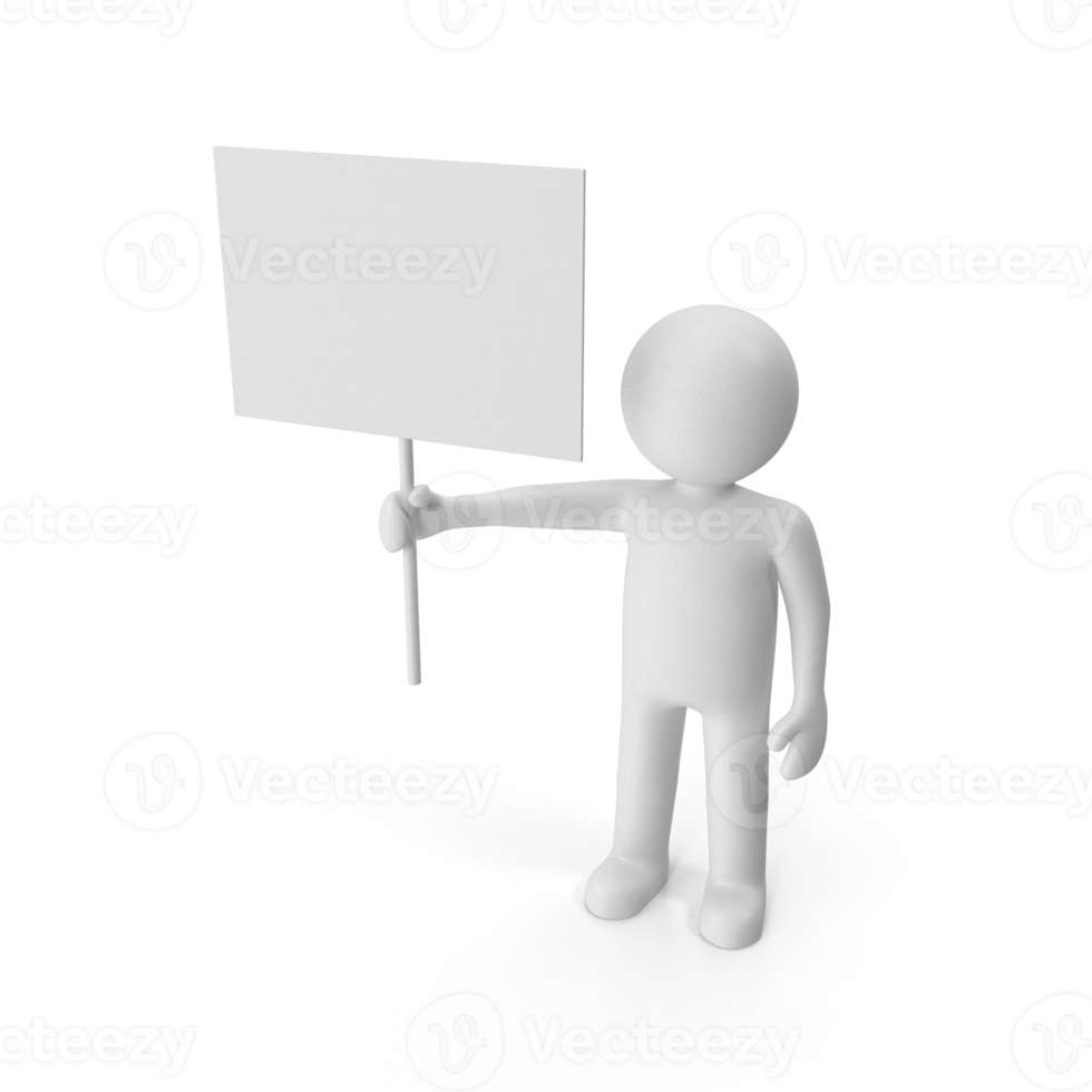 3d man , holding blank board png