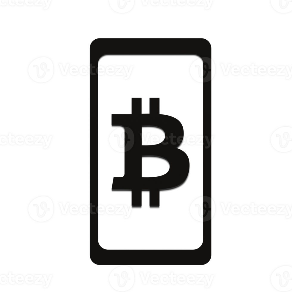 Bitcoin on a smartphone icon png