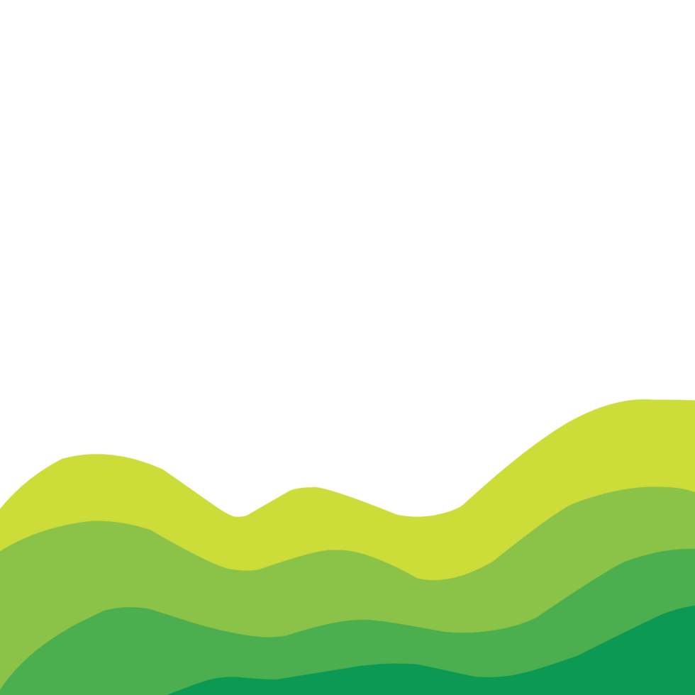 Flat wave illustration, minimal green curve, no background png