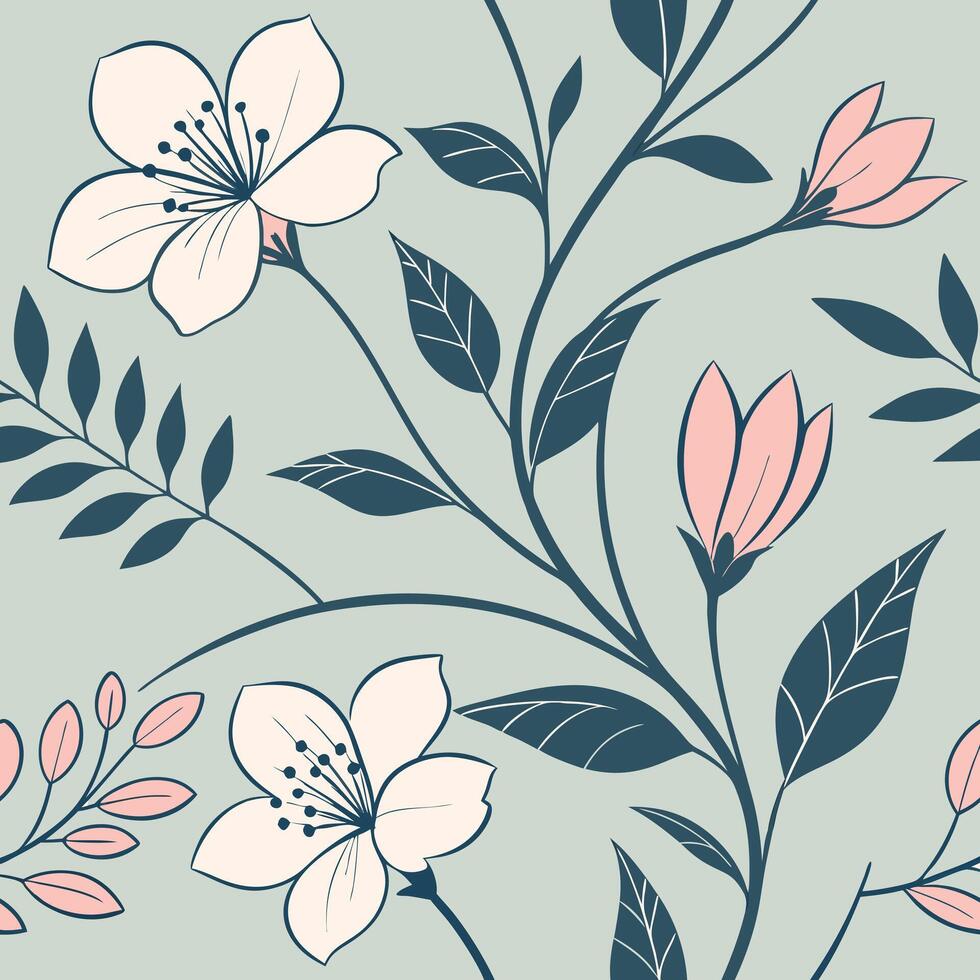 Seamless soft blur minimalist floral pattern design vector