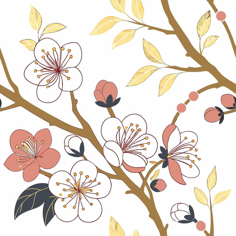 Seamless camellia floral pattern elegant botanical design vector