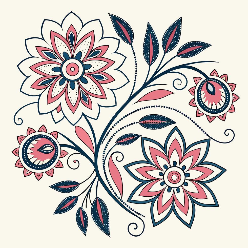 Seamless embroidered mandala floral design for textile vector