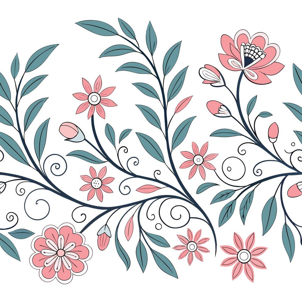 Seamless floral border design for wrapping paper and gift packaging vector