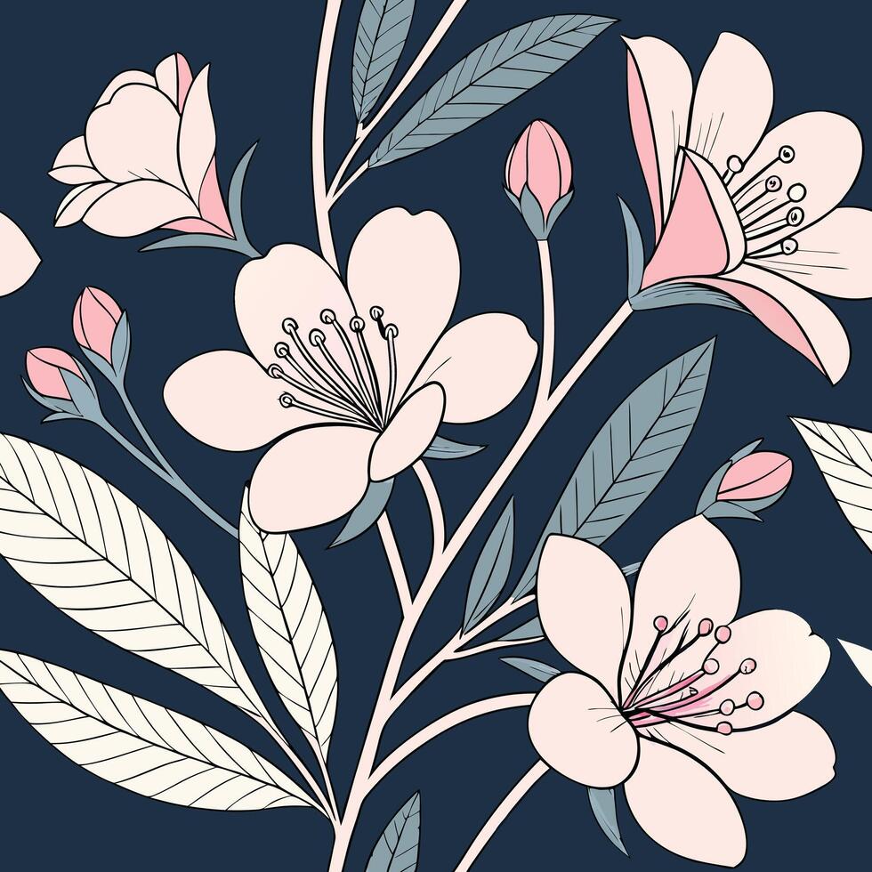 Seamless soft wet rain drenched floral pattern design vector