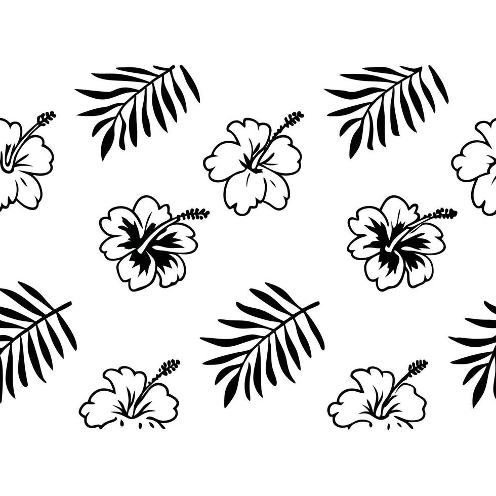 Vibrant hibiscus tropical seamless pattern design vector