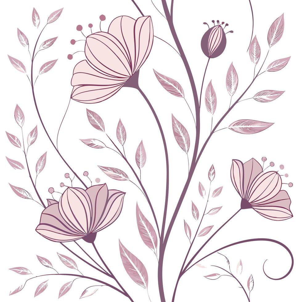 Seamless ethereal floral pattern transparent background vector