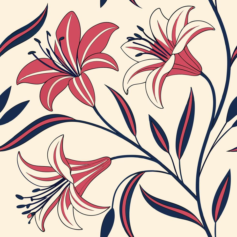 Bold brush stroke floral seamless pattern abstract design vector