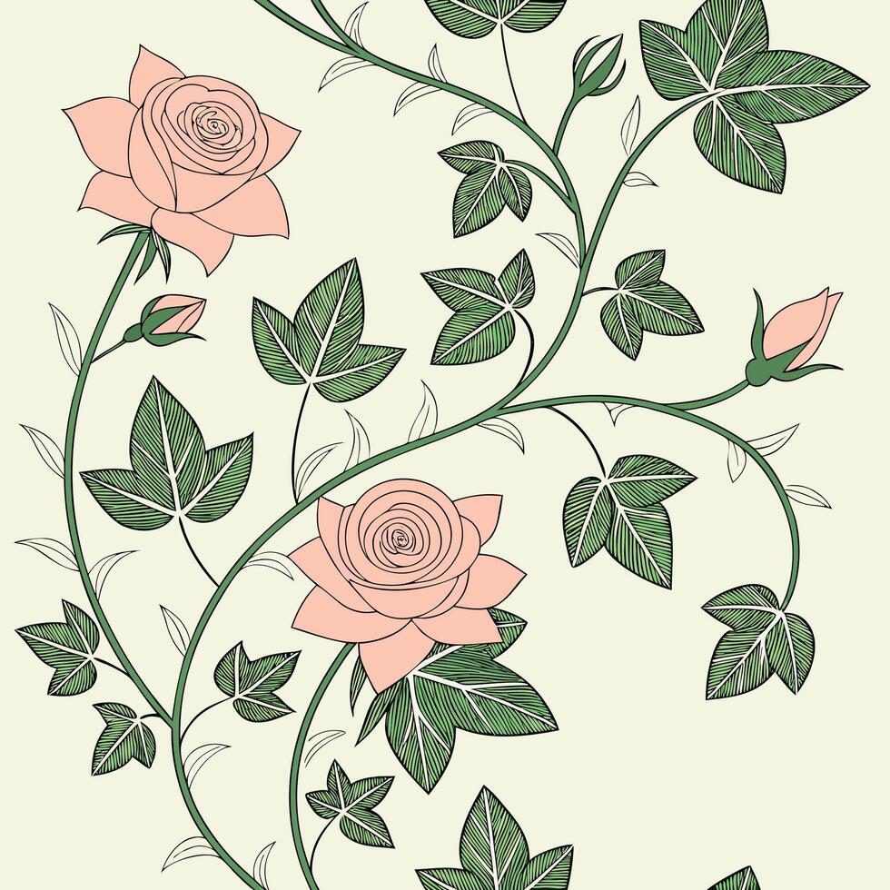 Seamless floral wreath pattern with intertwining vines vector