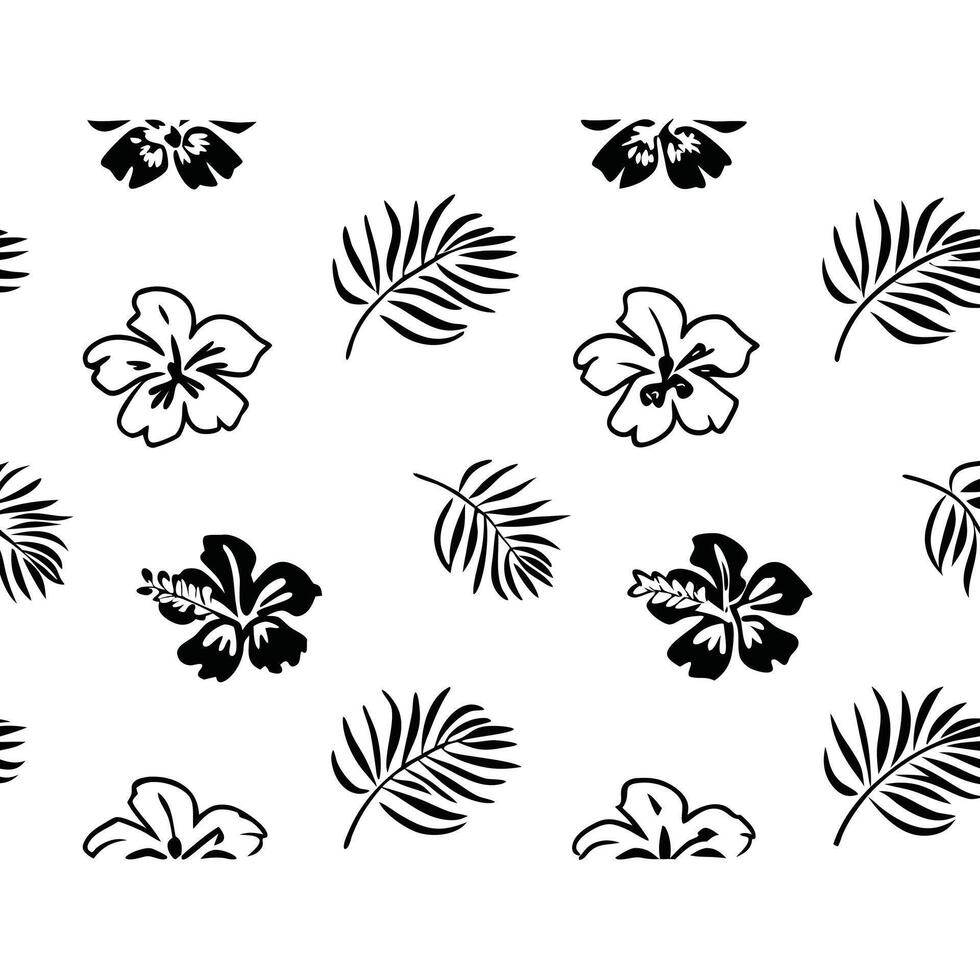 Vibrant hibiscus tropical seamless pattern hand art vector