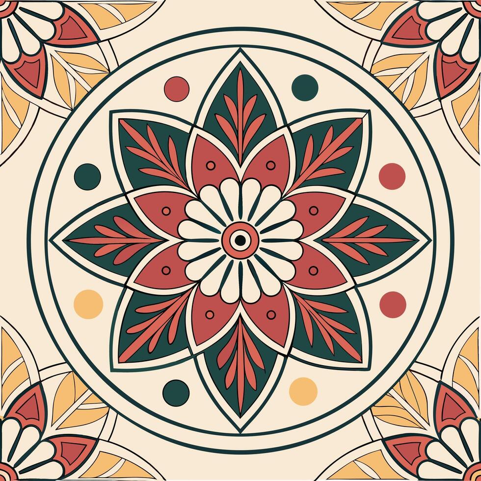 Geometric floral mandala seamless pattern design vector