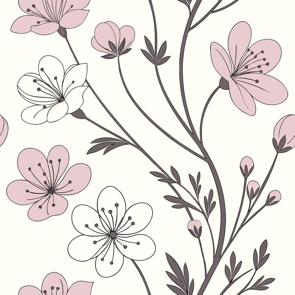 Seamless pattern with pressed flowers botanical special design vector