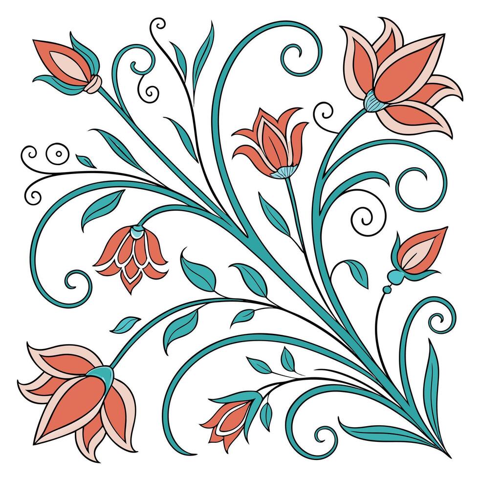 Mediterranean floral tile design ceramic inspired patterns sytle vector