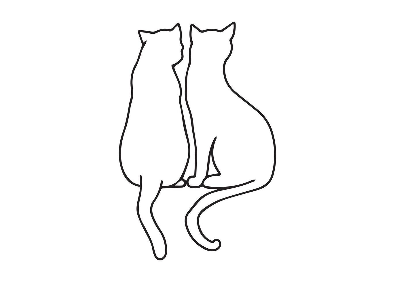 Two cats sitting together on a white background vector