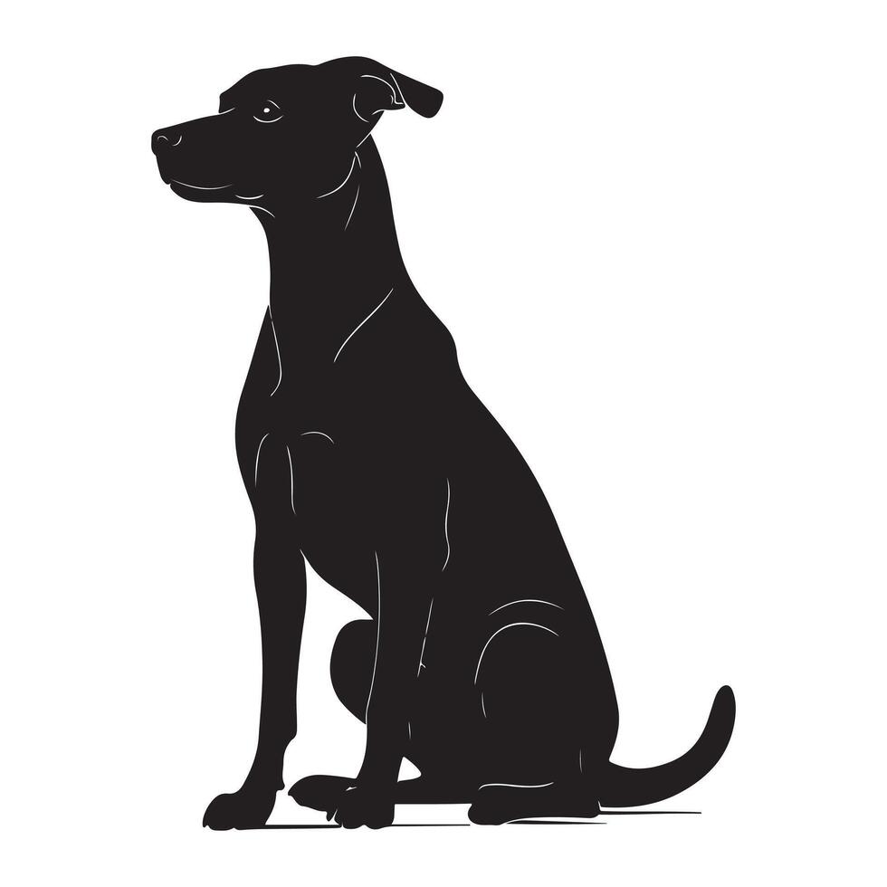 Black dog sitting on white background illustration vector