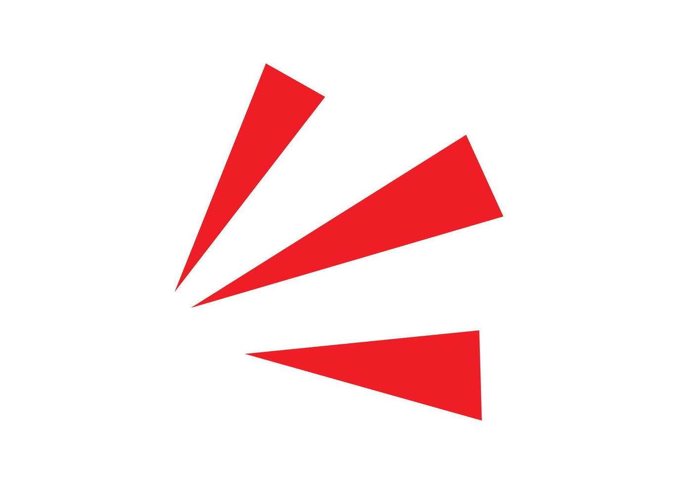 A red and white logo with a triangle shape vector
