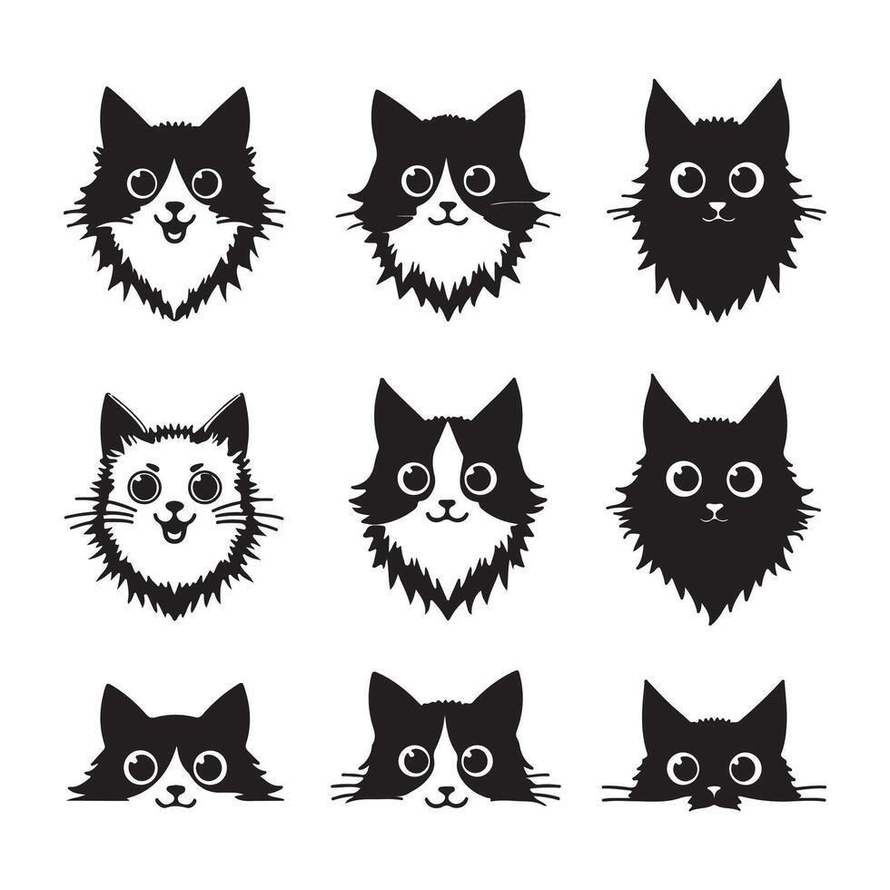 Set of cat faces vector