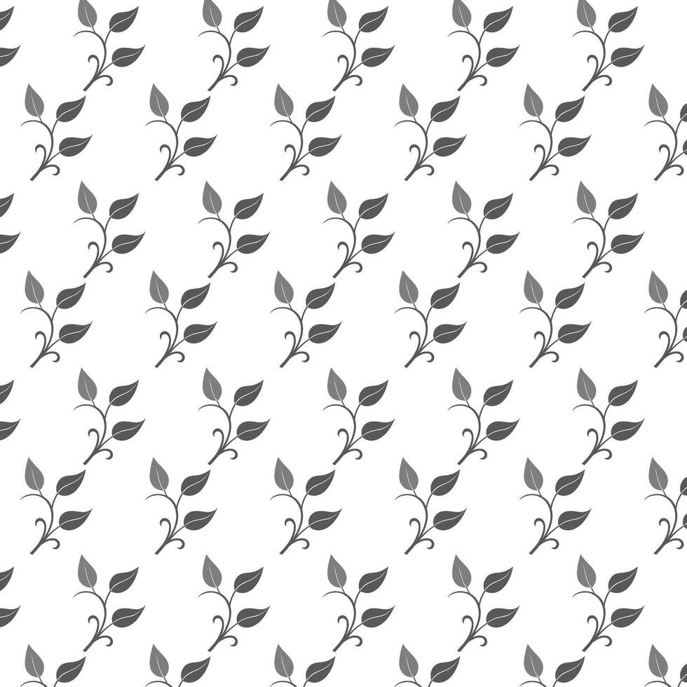 Elegant Monochrome Leaf Pattern Seamless Repeating Design with Graceful Branches and Silhouettes for Textiles, Wallpapers, and Various Creative Projects. vector