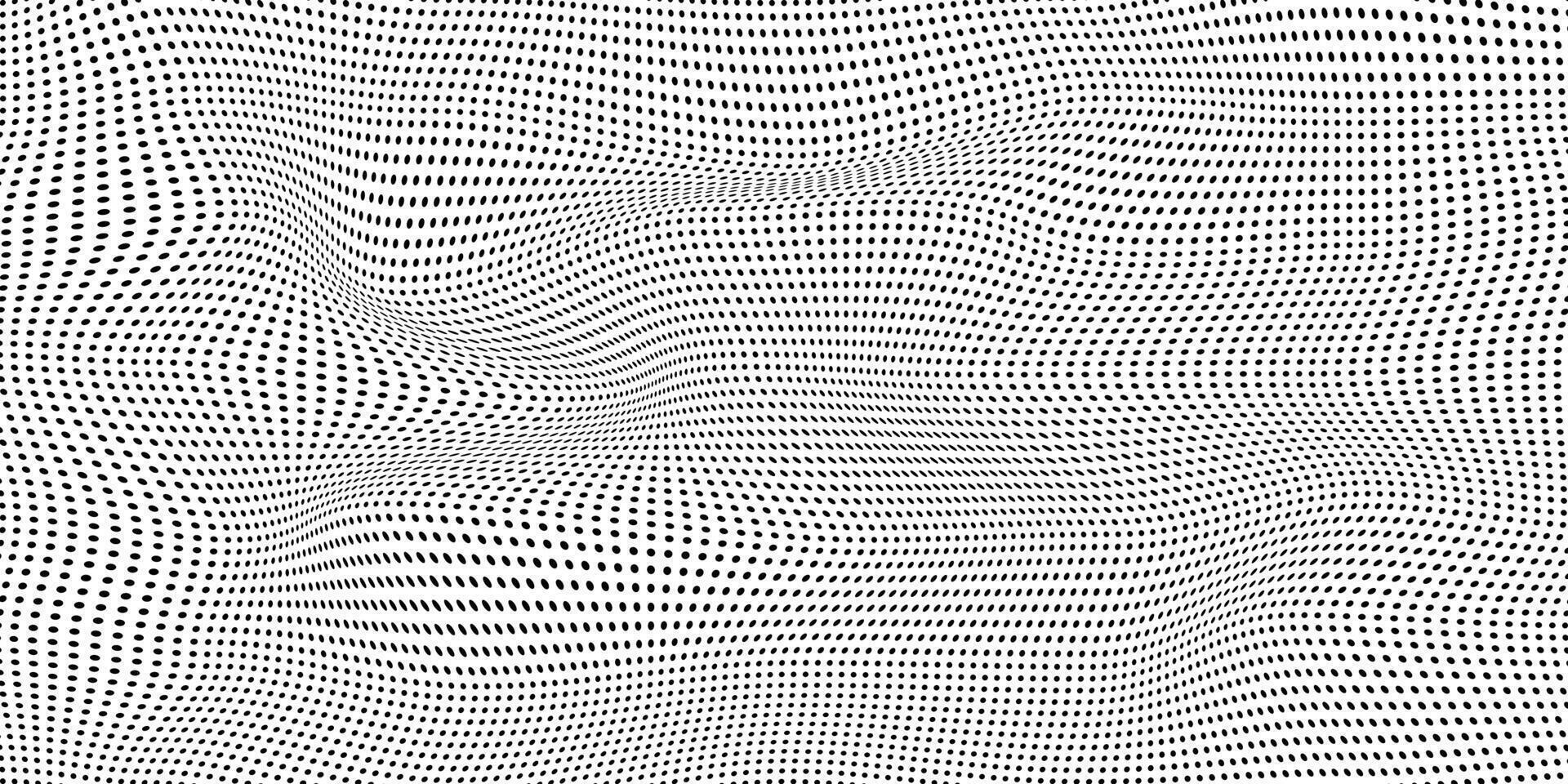 Halftone Dot Wave Texture With Dynamic 3D Warp Effect, Perfect for Abstract, Futuristic, or Pop Art Backgrounds. Editable Illustration vector
