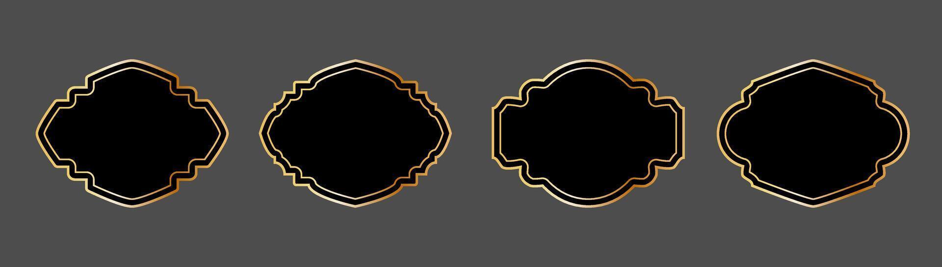 Vintage frames set isolated on black background. Decorative gold frame. Fashionable frames for wedding invitations, greeting cards, prints. vector