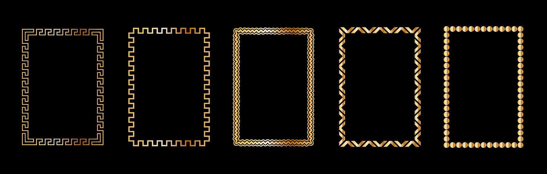 Vintage frames isolated on black background. Decorative gold frame. Trendy decorative frames. vector
