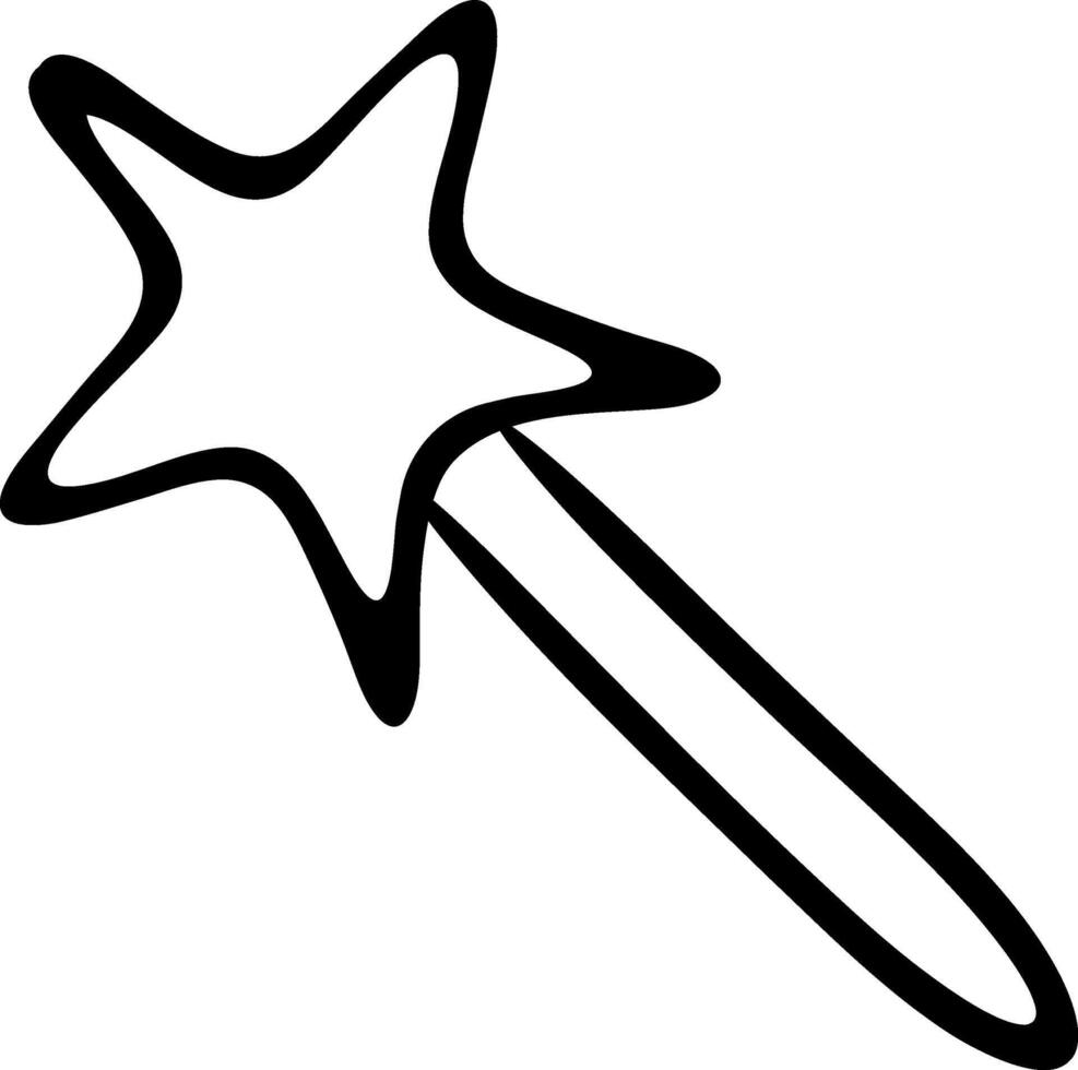 Magic wand icon fairy line stick outline sparkle vector