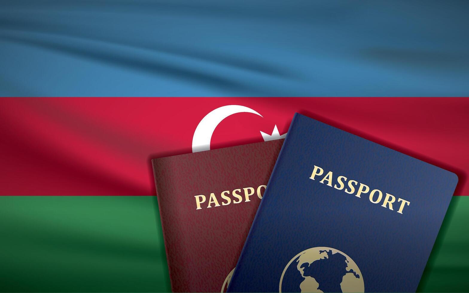 Azerbaijan Passports with Azerbaijan Flag Background vector