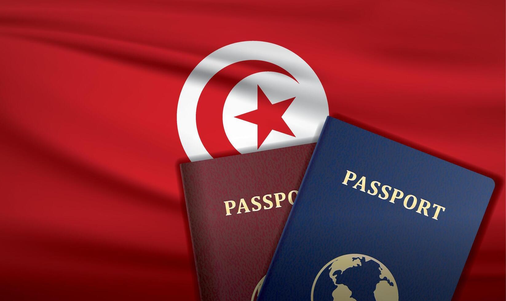 Tunisia Passport with flag of Tunisia Background vector