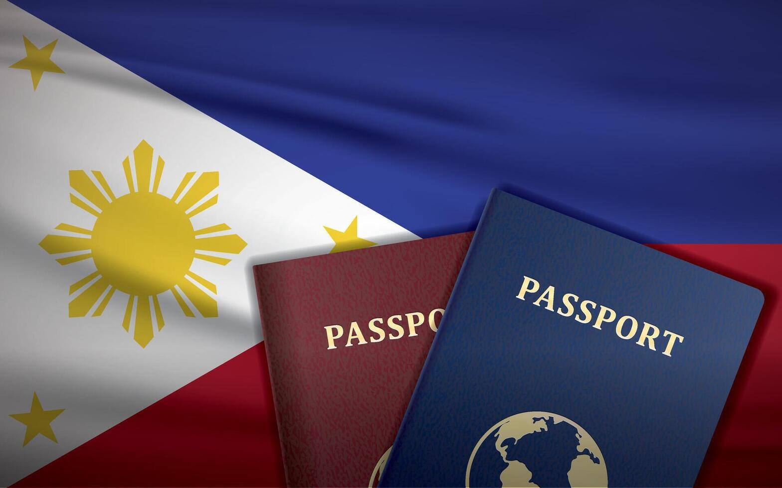 Philippines Passport with flag of Philippines Background vector