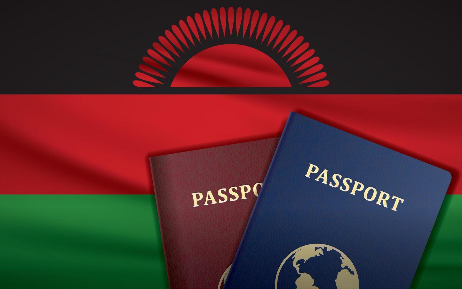 Malawi Passport with flag of Malawi Background vector