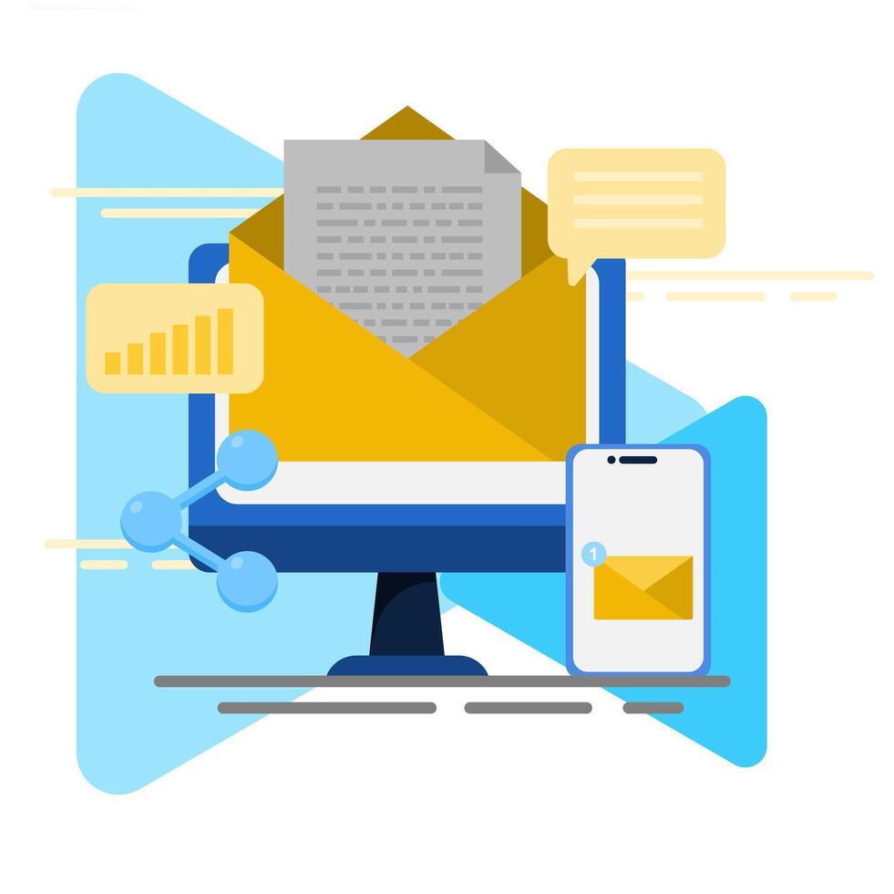 Email marketing - email marketing services vector
