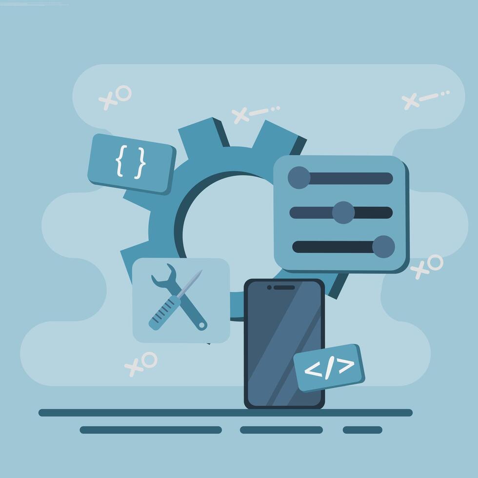 Mobile app development services in india vector