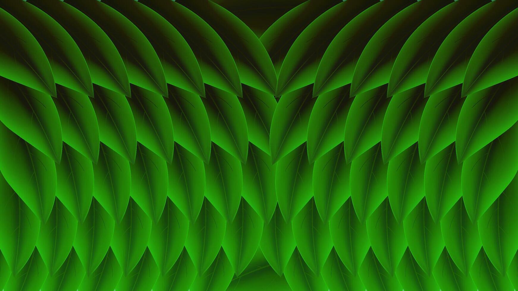 Layered green leaves with a dark-to-light gradient create a textured, organic background ideal for modern digital or print designs with a fresh, natural feel vector