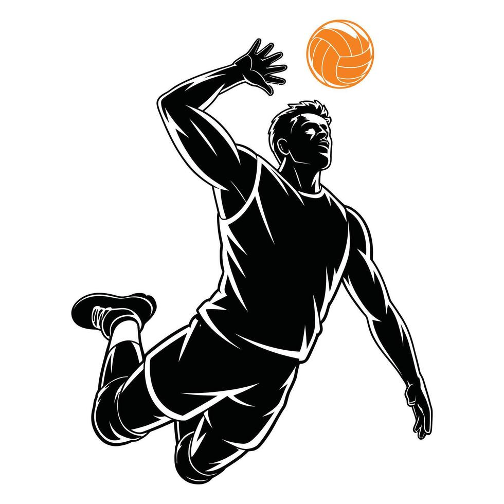 Dynamic Volleyball Spike Silhouette. vector