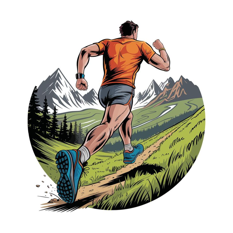 Adventure Sports with Rugged Runner Scene. vector